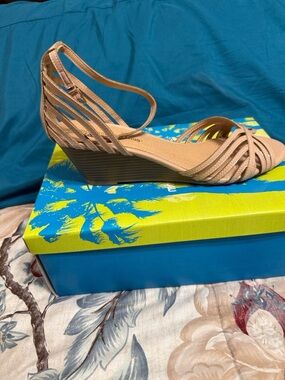 Montego Bay Club Beige Strappy Wedge Sandals